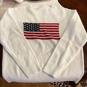 White Sweater with American Flag Design